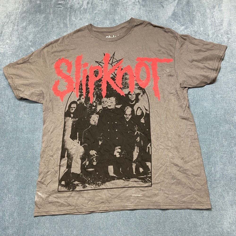 Slipknot Band T Shirt Mens XL Gray Rock Graphic Print Short Sleeve Pullover